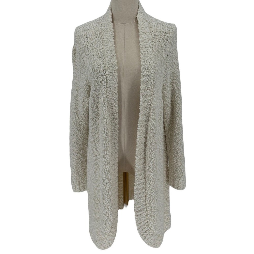 Christopher & Banks Cardigan Popcorn Knit Cream Open Front XL
